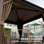 Auvent pour pavillon de jardin à toit rigide 10 pi x 10 pi, pavillon permanent avec crochet, rideaux, cadre en aluminium pour patio, jardin, brun foncé