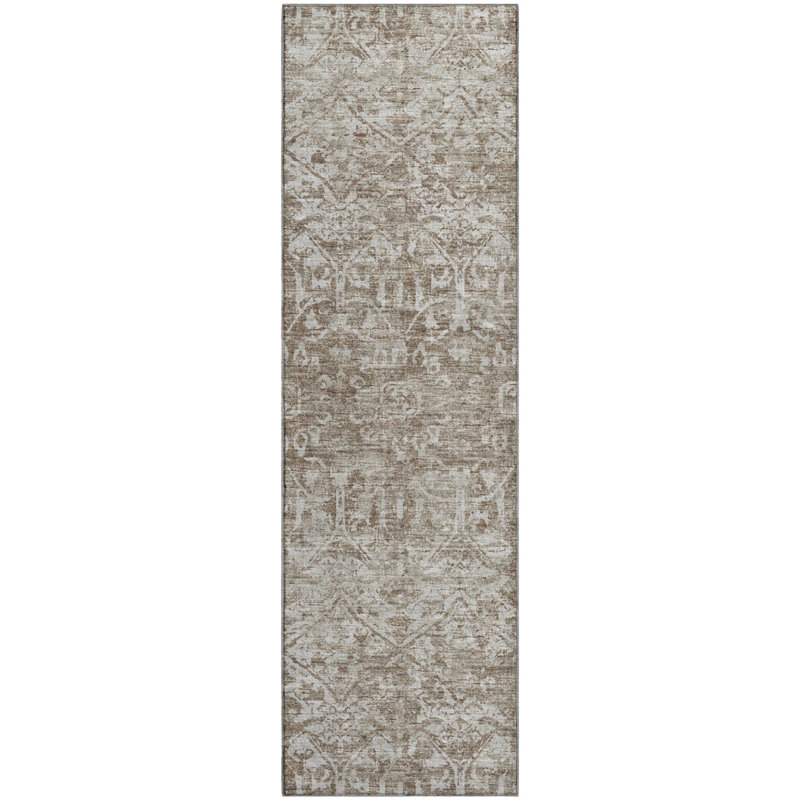 Premium Machine Washable Mayfield AMF40 Oriental Rug, 2'3" x 7'6" Runner, Taupe