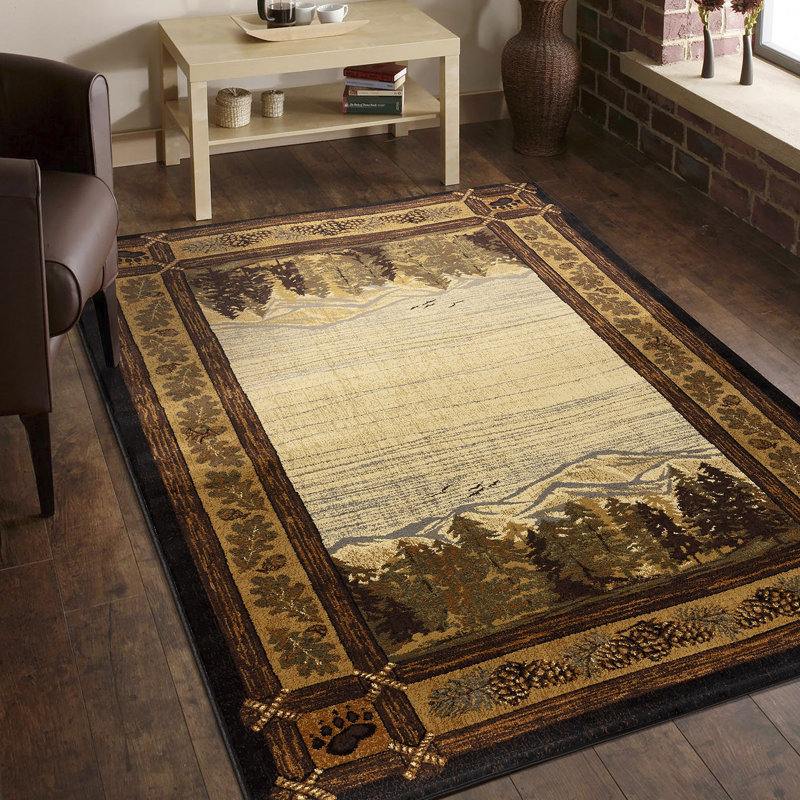 Nature's Nest Multi  Lodge Area Rug, Rectangle 2' x 3'