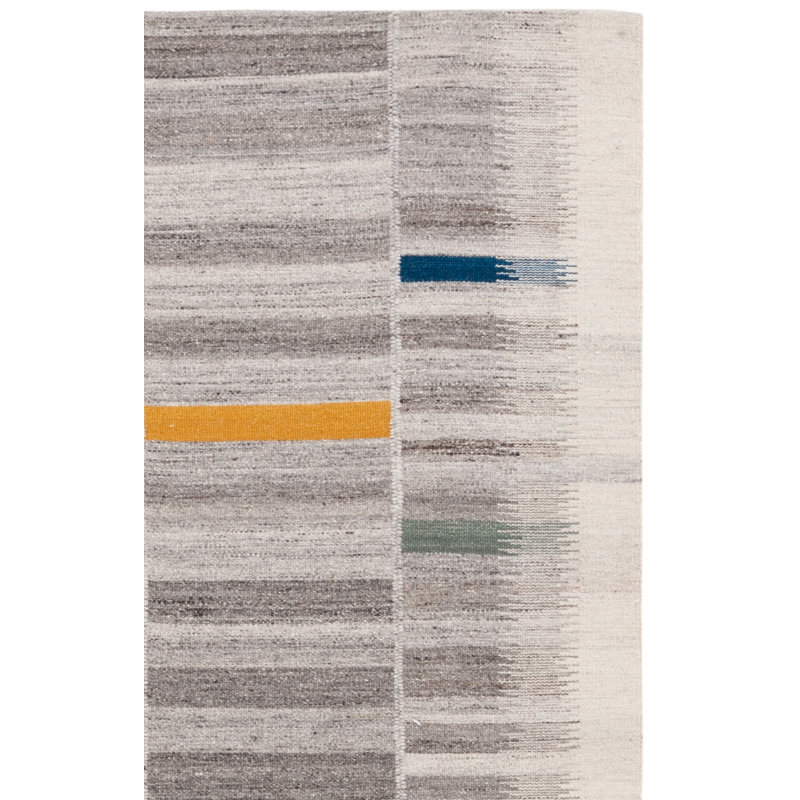 Kilim Flatweave Wool Cotton Abstract Rug in Ivory/Gray, Rectangle 5' x 8'