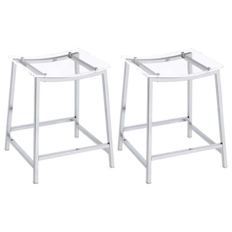 Tabouret de comptoir Staten Chrome (ensemble de 2), Tabouret de comptoir (siège d'une hauteur de 24 p