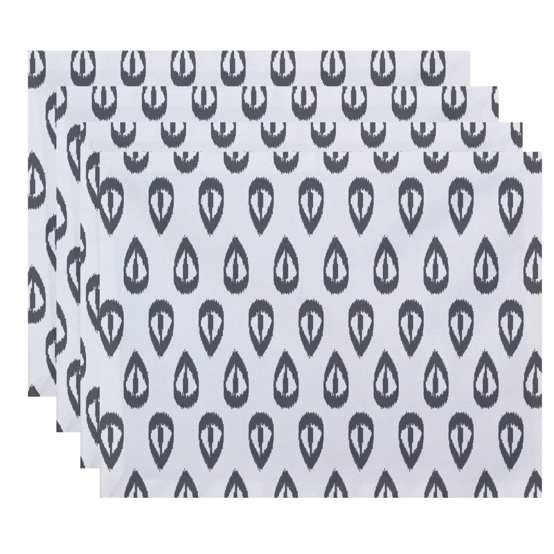 Ensemble de napperons 4 pièces Melchior Ikat Tears, Gris