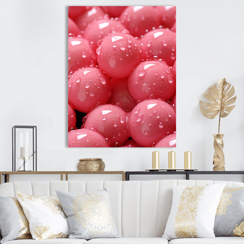 Rose bonbon et champagne champagne, Toile tendue, H 40 po x l 30 po x P 1,5 po