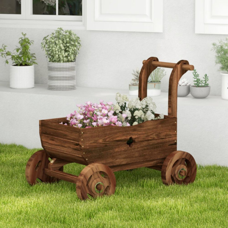 Syndra Wood Wheelbarrow Planter