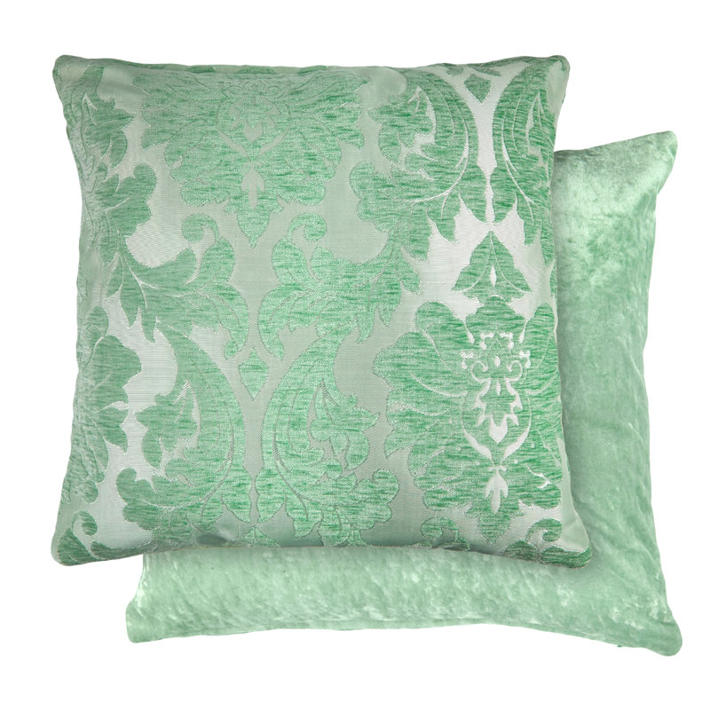 Worrell Damask Square Cushion Cover, Green