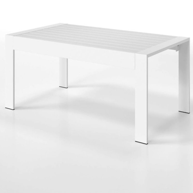 43" All-Weather Aluminum Patio Coffee Table, Modern Rectangle Outdoor Table, White