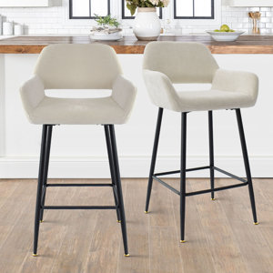 Andriana 24" Bar Stool With Arms Beige 