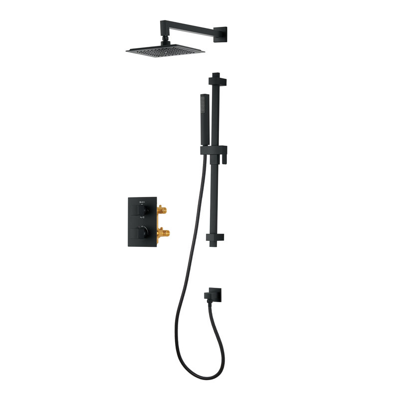Robinet de douche à double fonction avec valve brute, Noir mat