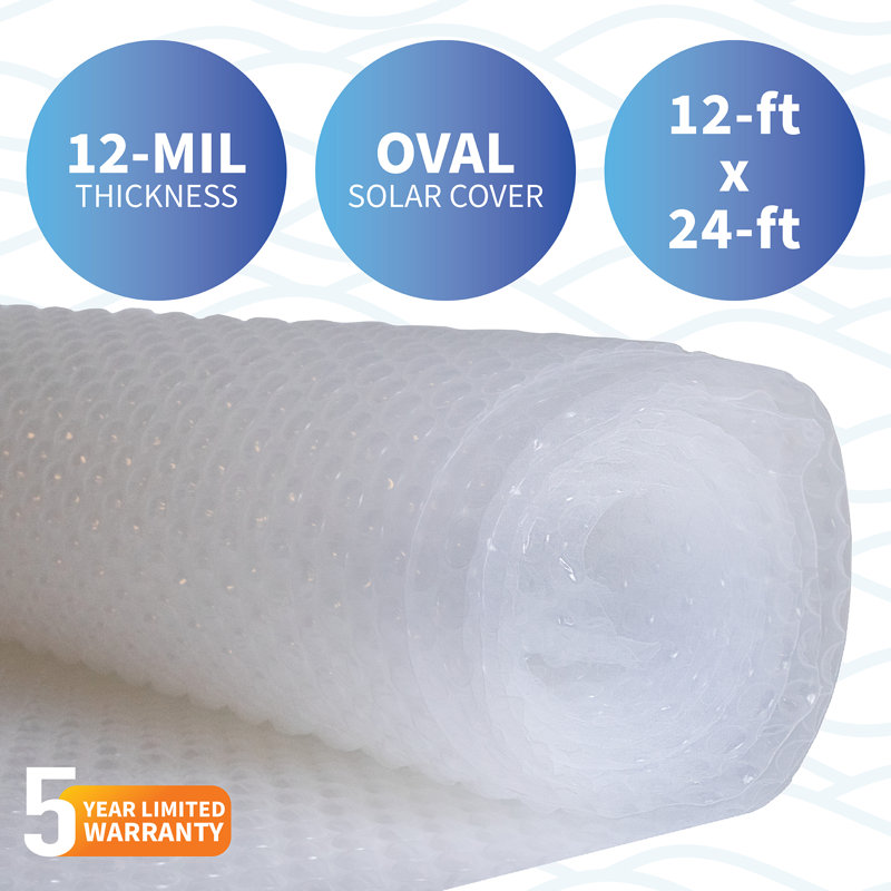 Couverture solaire de 12 mil pour piscines hors sol ovales - transparente, 18 pi x 33 pi