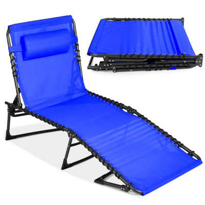 Patio Chaise Lounge Chair, Outdoor Portable Adjustable Pool Recliner W/ Pillow