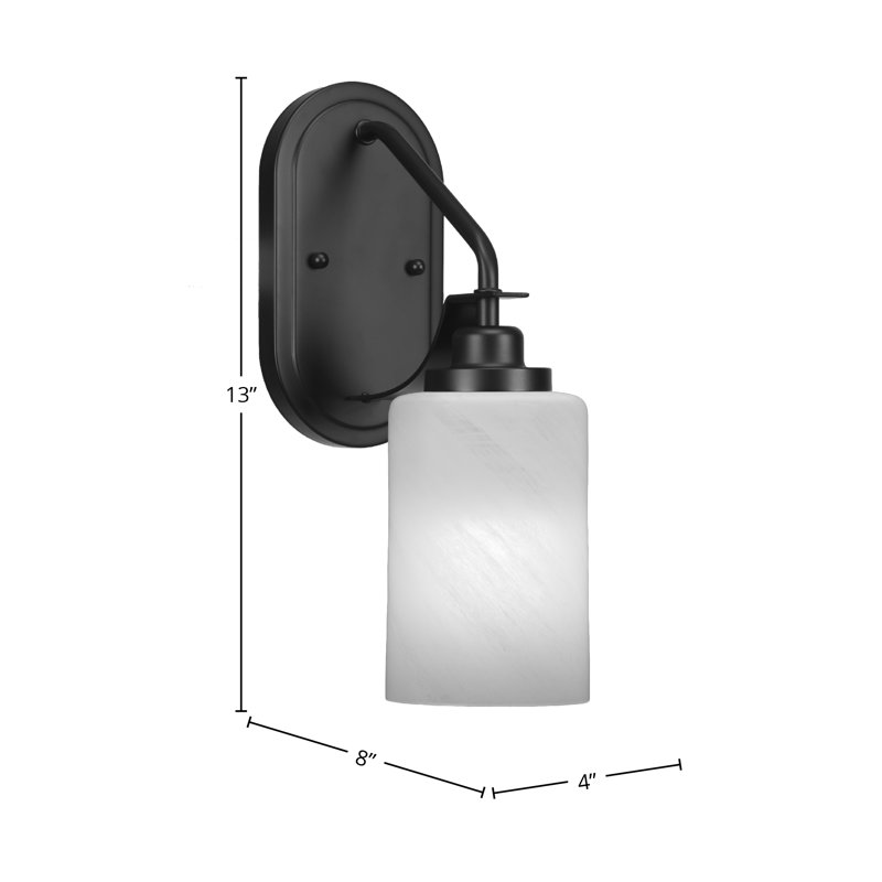 Neylin Wall Sconce Shown With 4" Glass, Matte Black, White