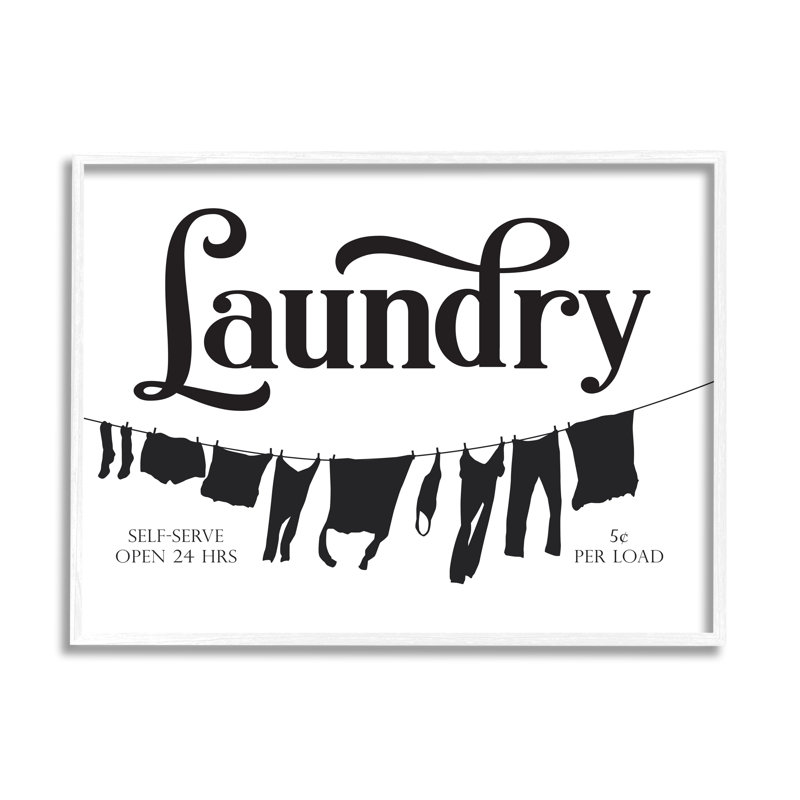 Publicité rétro "corde à linge" par lettrage et doublure - impression sur cadre flottant, Estampe numérique Farmhouse