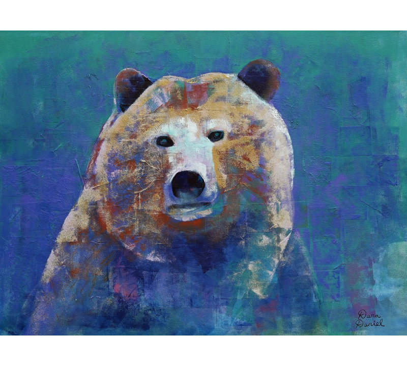 Portrait d'un ours par Dara Daniel, Toile encadrée noire, H 19 po x l 25 po x P 2 po