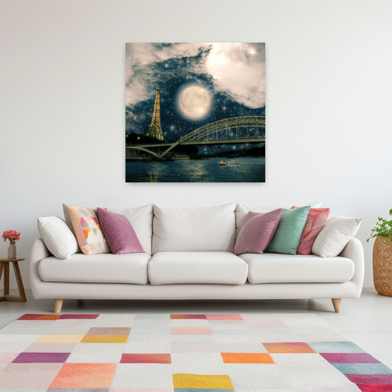 Une nuit étoilée à Paris, art urbain contemporain abstrait, H 48 po x l 48 po