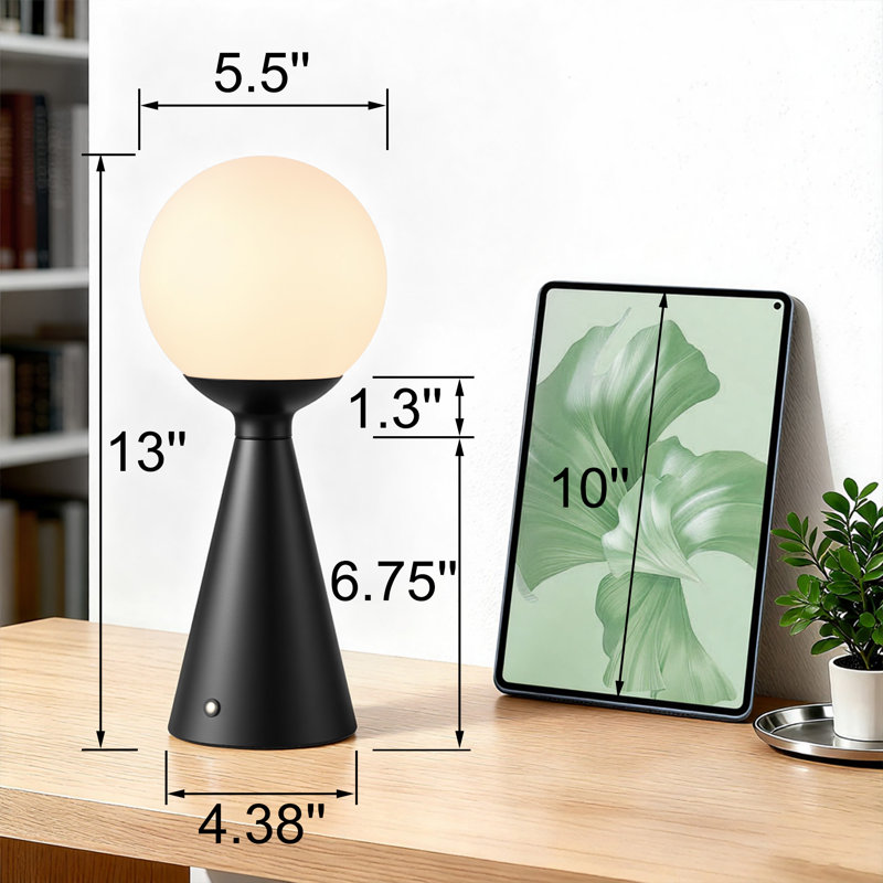 Lampe de bureau 13 po DEL moderne rechargeable avec commande tactile, gradation 3 voies et recharge sans fil pour les chambres à coucher, les salons et les tables de chevet