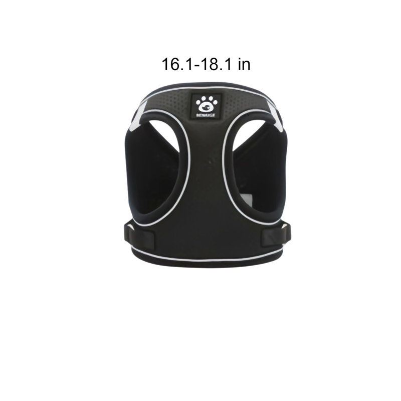 Dog Harness Adjustable Reflective Polyester Black, Black