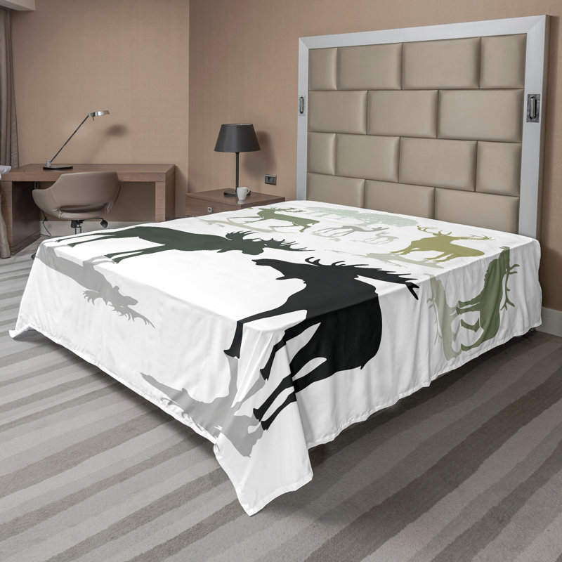 Drap de dessus bois de cerf Ambesonne, cerf, fauve, forêt, vert, noir, Très grand