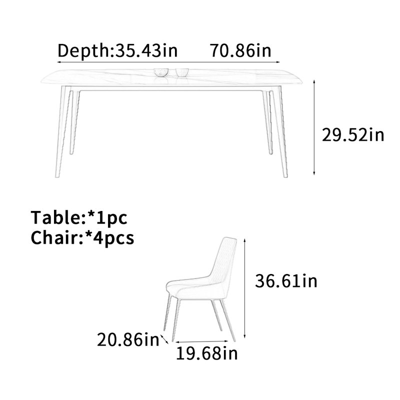 Table de salle à manger en ardoise de style crème, H 29,52 po x L 70,86 po x l 35,43 po
