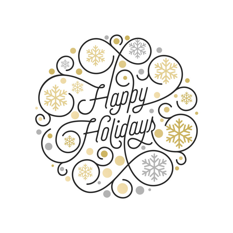 Happy Holidays Calligraphy by Chaluk - Wrapped Canvas Print, 30cm H x 30cm W x 3.8cm D