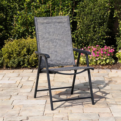 Ensemble de 4 chaises pliantes de camping, structure en acier et tissu en maille, 58 cm (L) x 64 cm (l) x 94 cm (H)