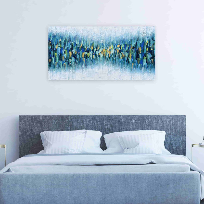Abstrait - peinture sur toile tendue, H 24 po x l 48 po x P 1,5 po