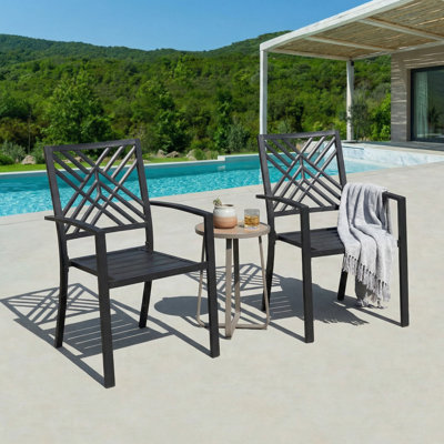  7-piece Patio Dining Set With Umbrella, Stackable Chairs And Table Set For Garden, Backyard, Poolside