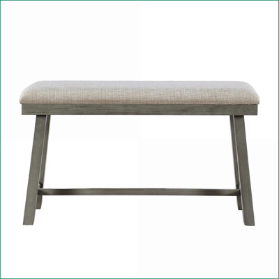 Banc à hauteur de comptoir, siège rembourré en mousse industrielle avec cadre en bois, banc de salle à manger gris clair de 41,5 po | Gris clair | Tissu, polyester