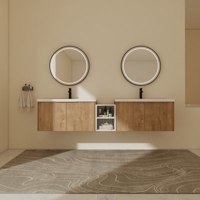 82.93'' Double Bathroom Vanity with Resin Top