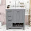 Meuble-lavabo autoportant élégant avec lavabo en céramique et beaucoup de rangement-130039912