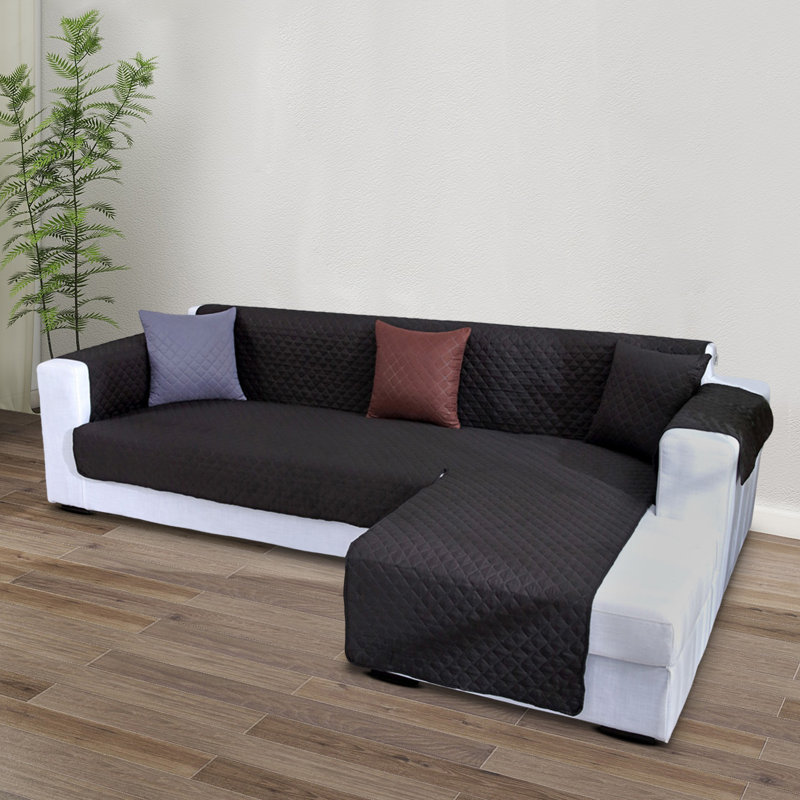 Housse pour canapé à coussins carrés/rectangulaires, Polyester / coton noir