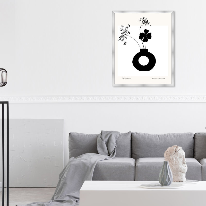 " Black And White Flower In A Vase " by Oliver Gal, Silver, 38" H x 32" W