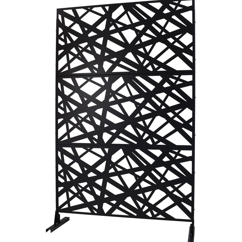 Écran d'intimité pour la piscine et l'intérieur - H 76 po Panneaux de clôture en métal noir pour patio 48 po 76, Noir