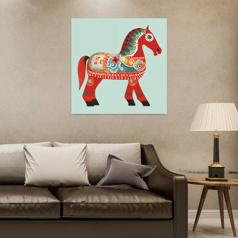 Swedish Dala Horse Traditional Horse Wall Art Print 1 Piece Wrapped Canvas Wall Art, 81.28cm H x 81.28cm W