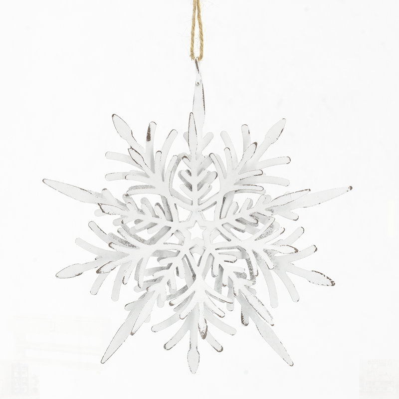 Élégant cintre en flocon de neige en fer avec boules suspendues décoratives, ensemble de 6, parfait pour les décorations d'arbre de Noël festif et de fêtes