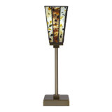 Faria Accent Lamp Shown In New Age Brass Finish With 5" Square Fiesta Art Glass
