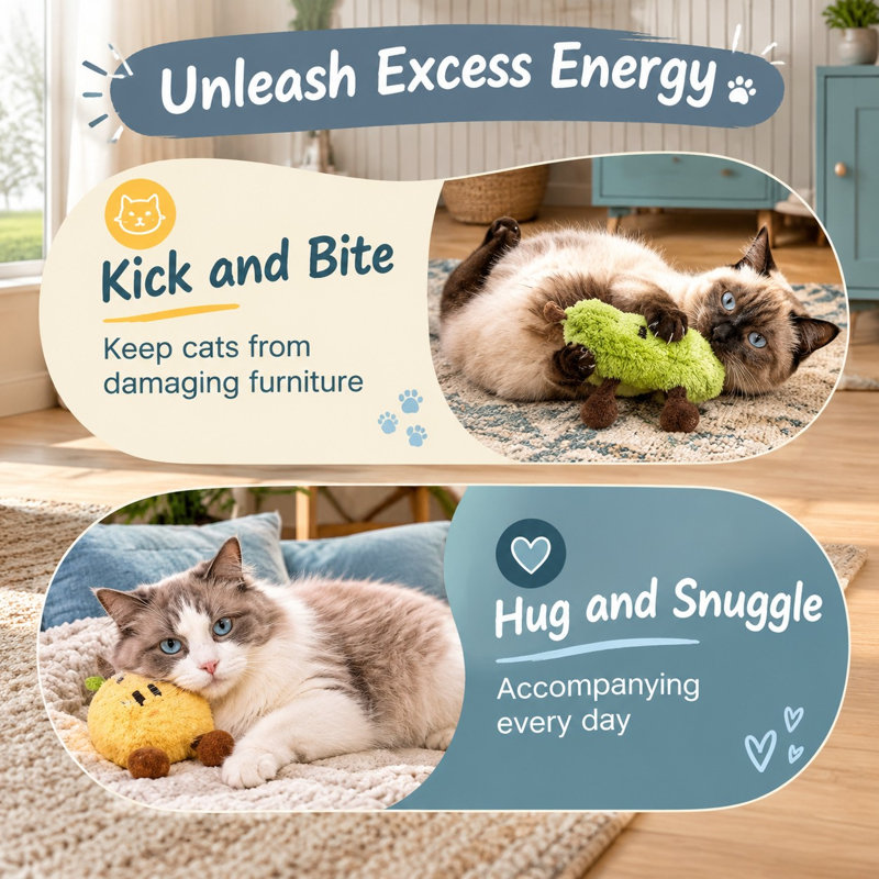 Lot de 2 jouets en peluche à l'herbe à chat en forme de fruits, utilisant un format de coussin à mâcher froissé pour un jeu interactif ; 22 évaluations mondiales.