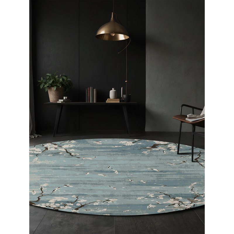Tapis gris lavable à la machine, Rond 7 pi