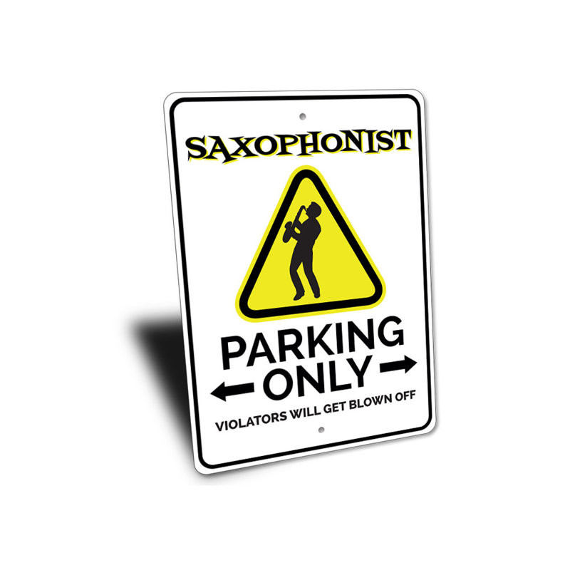 Enseigne saxophoniste en aluminium, H 14 po x l 10 po x P 0,04 po