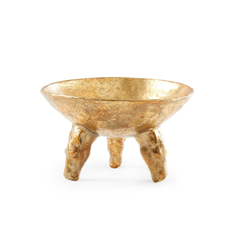 Akai Metal Decorative Bowl, 5'' H x 8'' W x 8'' D, Gold Leaf