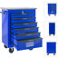 Chariot à outils 6 tiroirs pour le garage, chariot à roulettes en métal avec roues, noir et bleu, verrouillage par clé, chariot de rangement multifonctionnel à comptoir lisse, entrepôt bleu, tiroirs verrouillables, roues universelles-1955218468