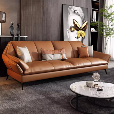Orange Genuine Leather Standard Sofa cushion Loveseat