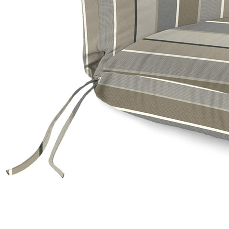 Sunbrella 74" x 22" Outdoor Chaise Lounge Cushion with Ties and Loop, Milano Char Striped