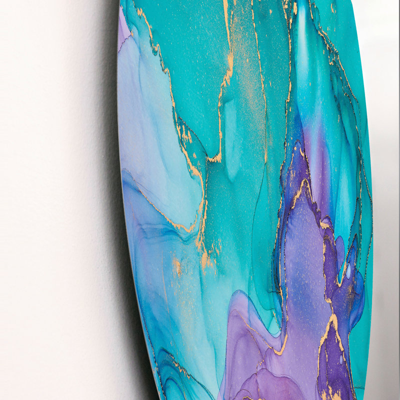 Turquoise et mauve liquide Art I, H 29 po x l 29 po x P 1 po
