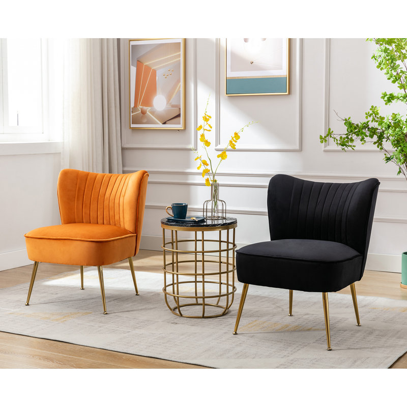 Allyna Velvet Accent Chair, Black