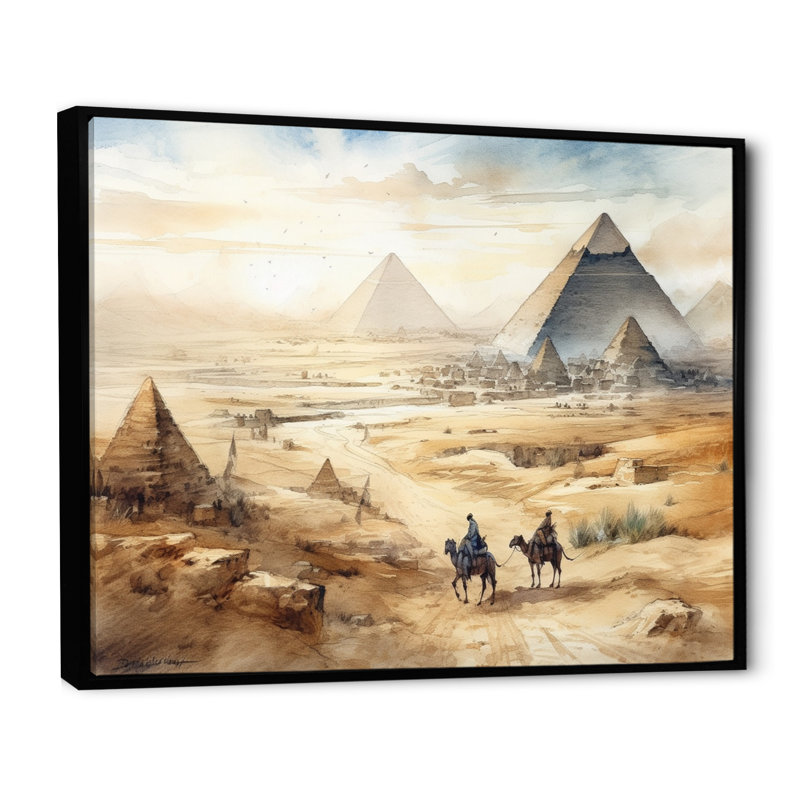 Camel Ride Through the Desert II - reproduction, H 12 po x l 20 po x P 1 po, Cadre flottant noir