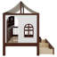 Lit en bois avec 2 tiroirs, bande DEL et station de charge, lit en forme de maison avec bibliothèque-484619038
