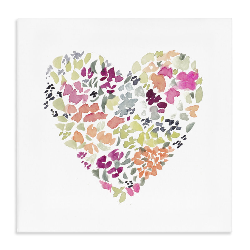 Toile en cœur pastel en fleurs, design par Lanie Loreth, H 36 po x l 36 po