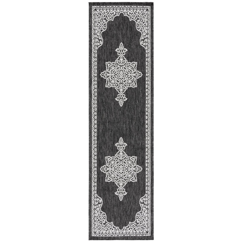 Alessa Performance Performance Oriental Indoor/Outdoor Area Rug, Round 6'7"