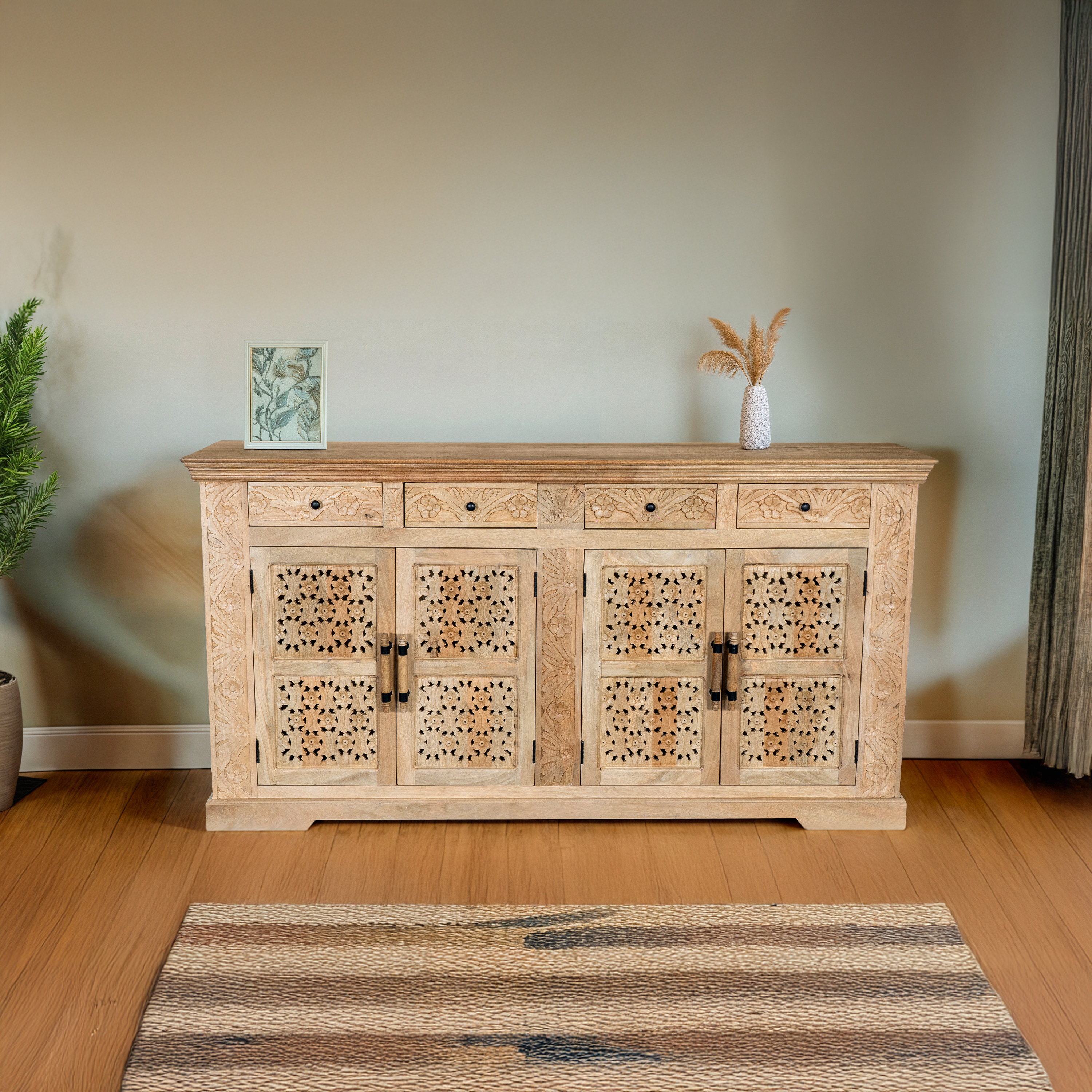 One Allium Way® 80" Inch Wide Carved Sideboard | Wayfair