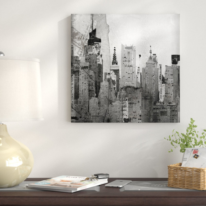 NYC, "perdu dans le temps", impression sur toile tendue, H 26 po x l 26 po x P 1,5 po, Toile avec cadre noir, Pas de tapis